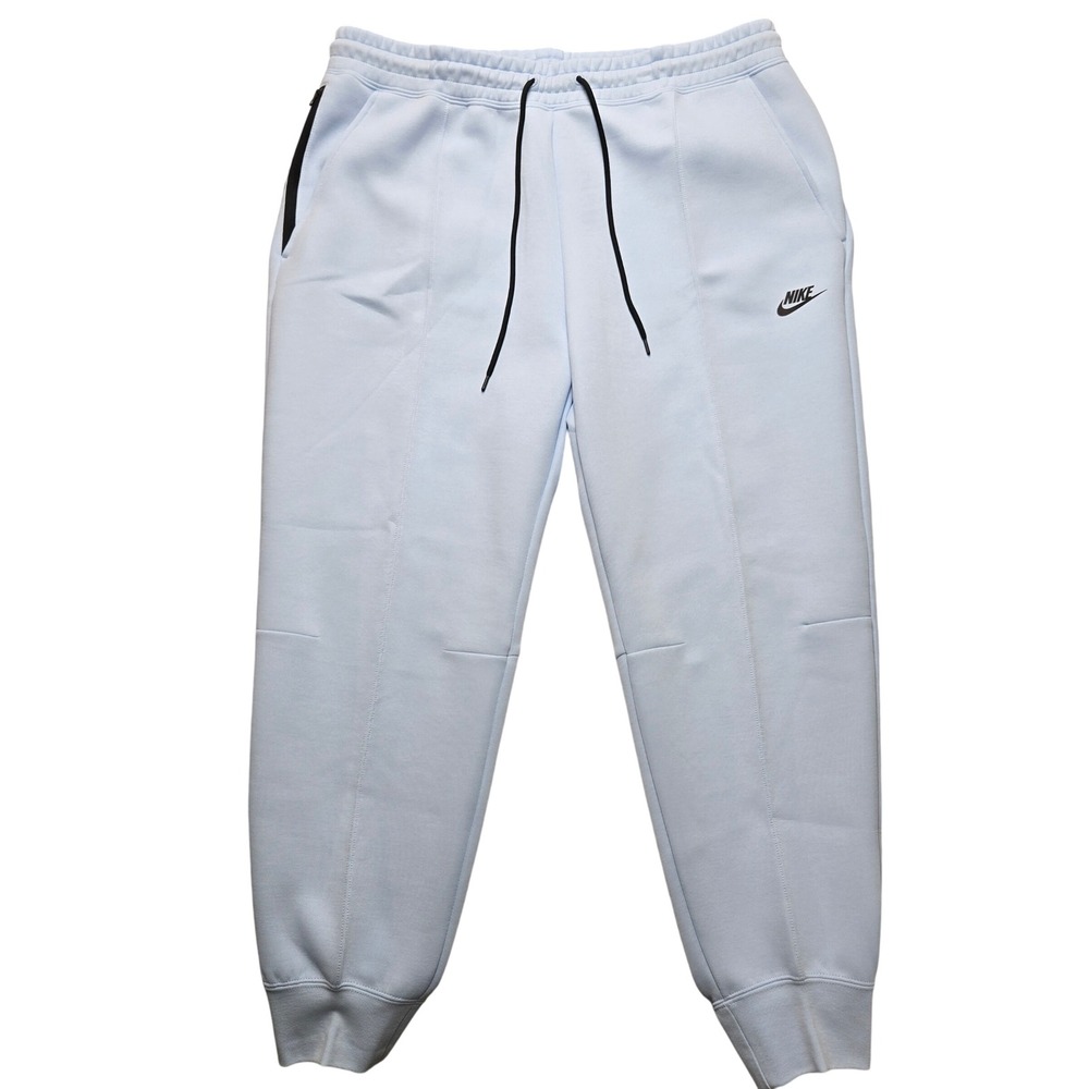 Nike Tech Womens XL Fleece Joggers Standard Fit‎ Mid Rise Full Length Light Blue